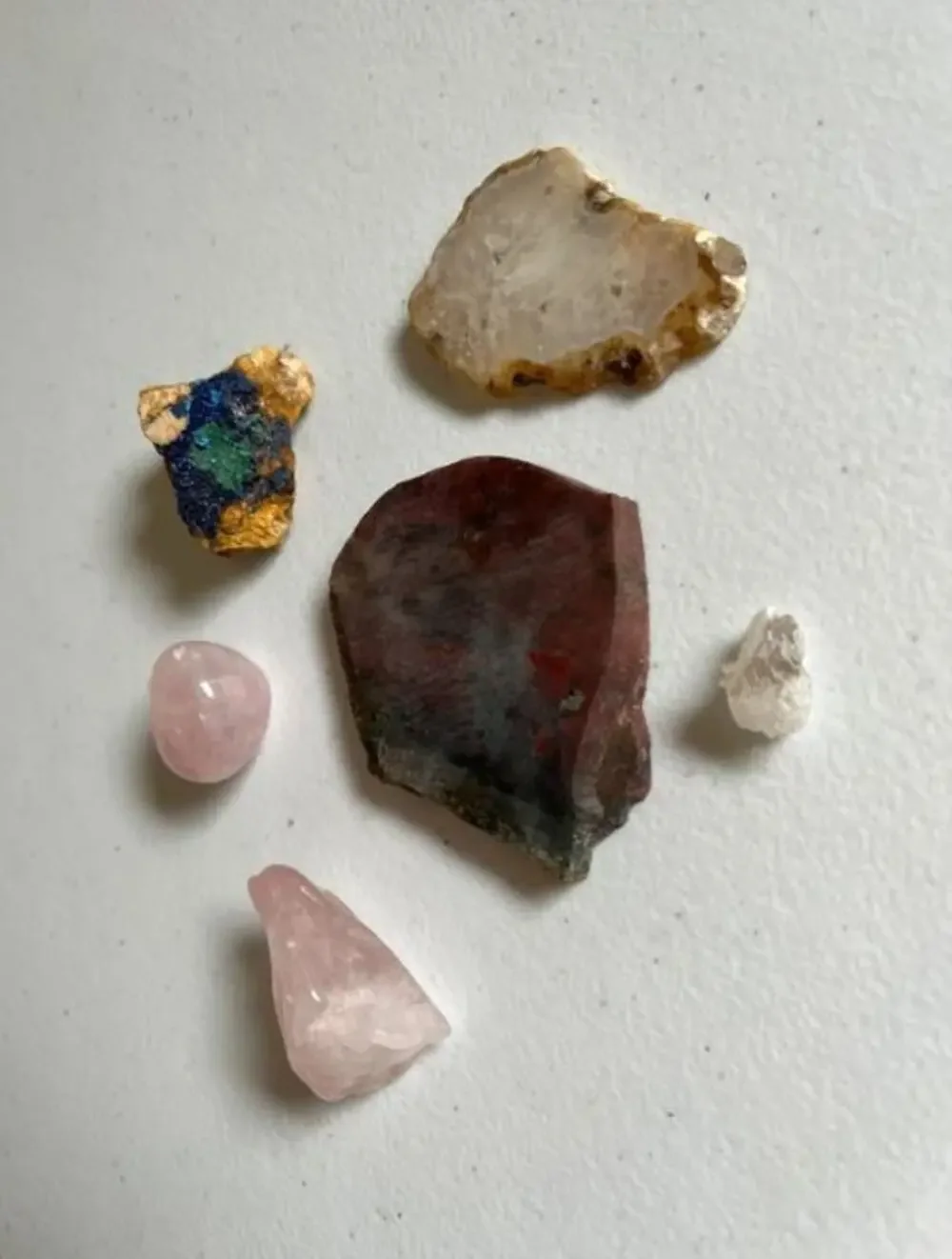 Mixed lot Crystal Mineral Collection Rose Quartz Azurite Malachite Quartz Geode